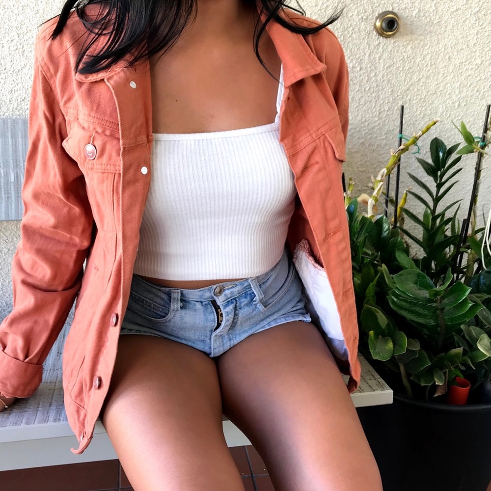 Rust orange denim jacket